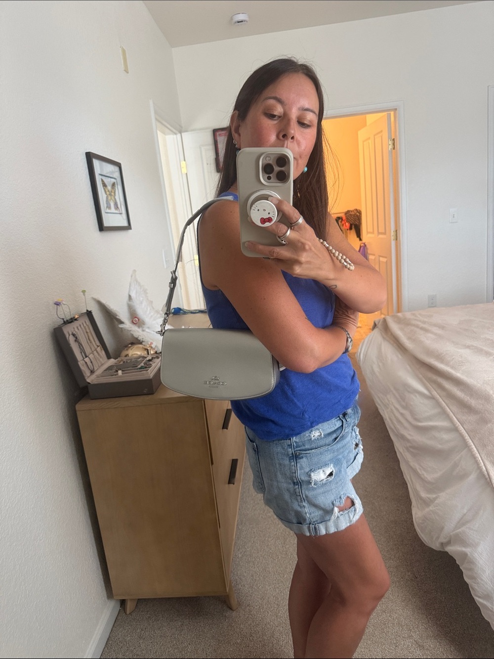 COACH leather Metallic Silver Clutch with shoulder strap, brand new never used - Picture 3 of 8